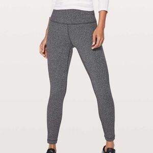 Lululemon Wunder Under Warm Knit Leggings Herringbone Dark Gray